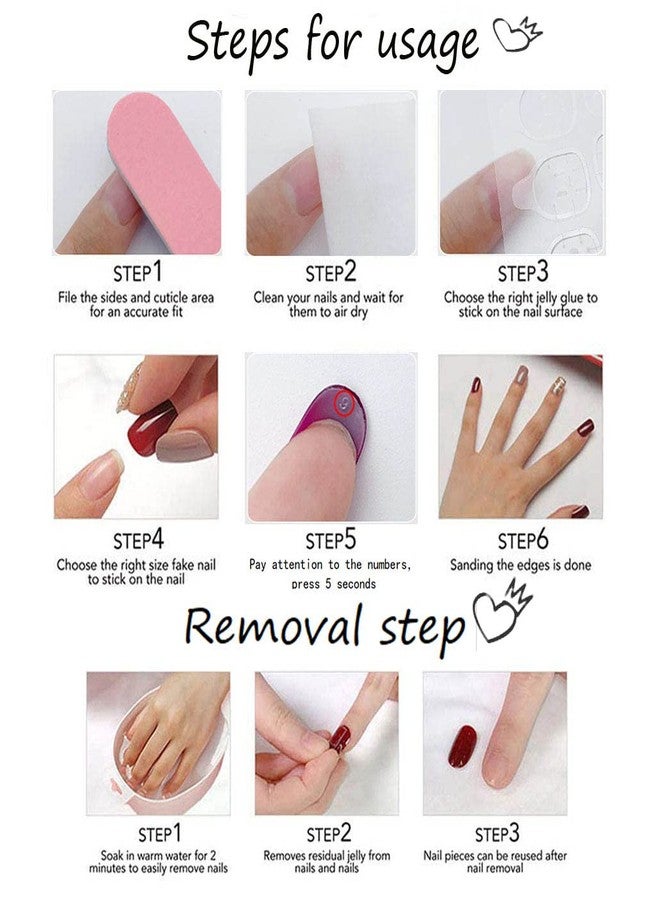 Foccna Press on Nails Acrylic Almond Medium Purple Fake Nails Flower Design Glossy False Nail Tips Artificial Nails Finger Manicure for Women and Girls 24pcs - Image 5